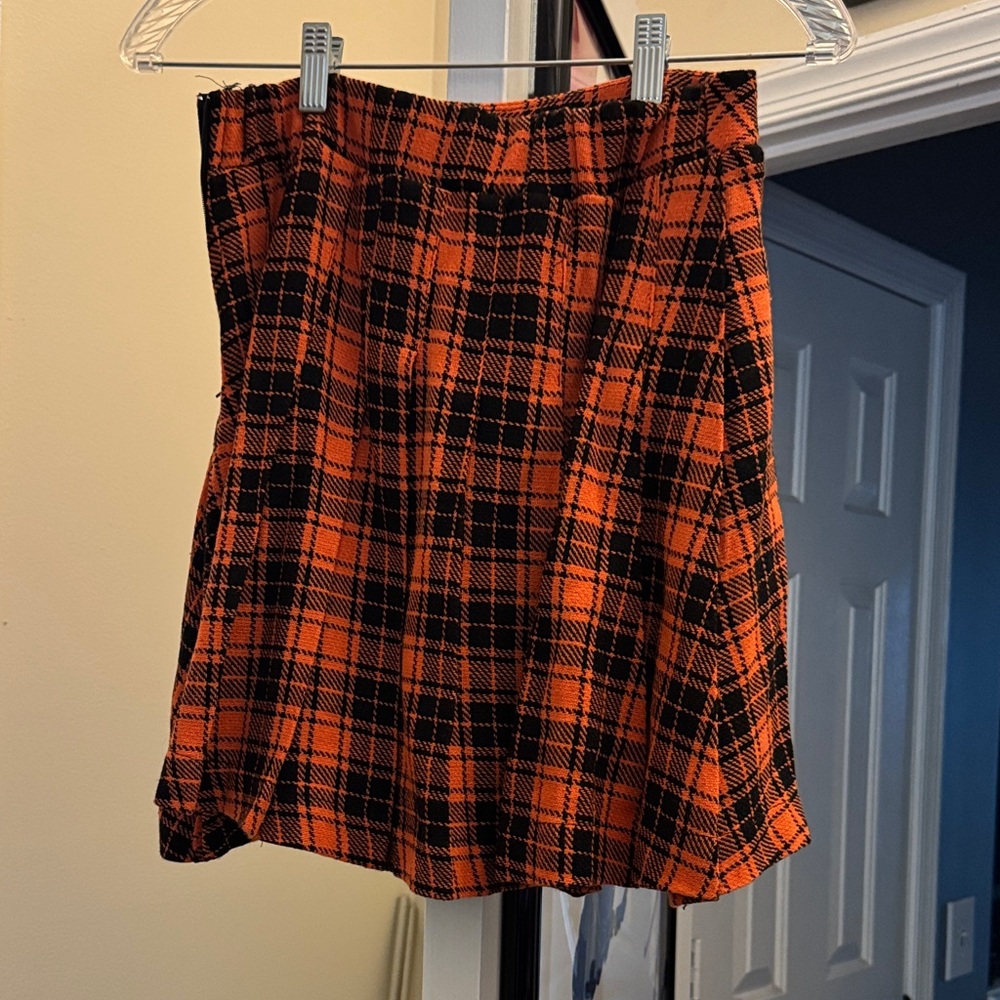 Orange Plaid Foxblood Skirt